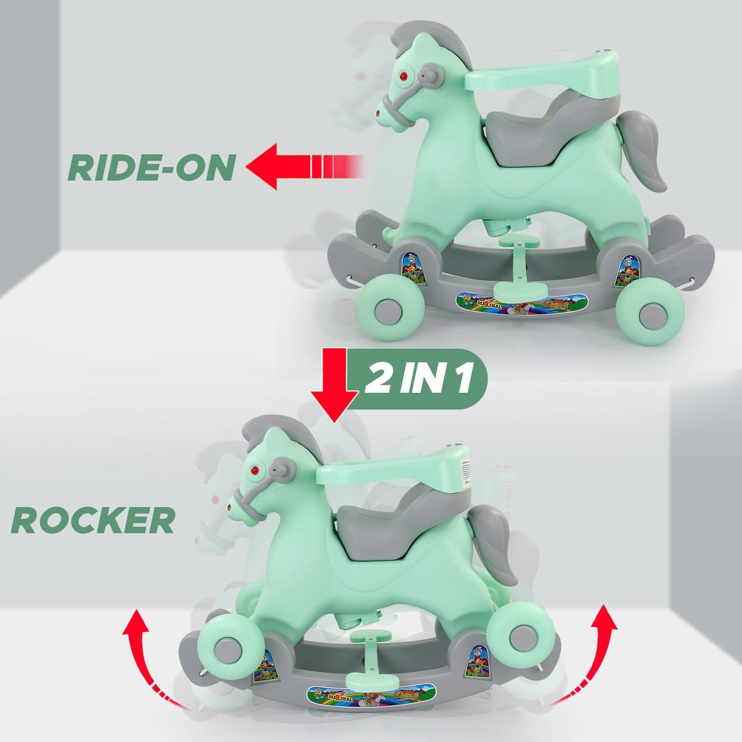 2-in-1 Horse Rider Toy | Rock & Ride for Kids