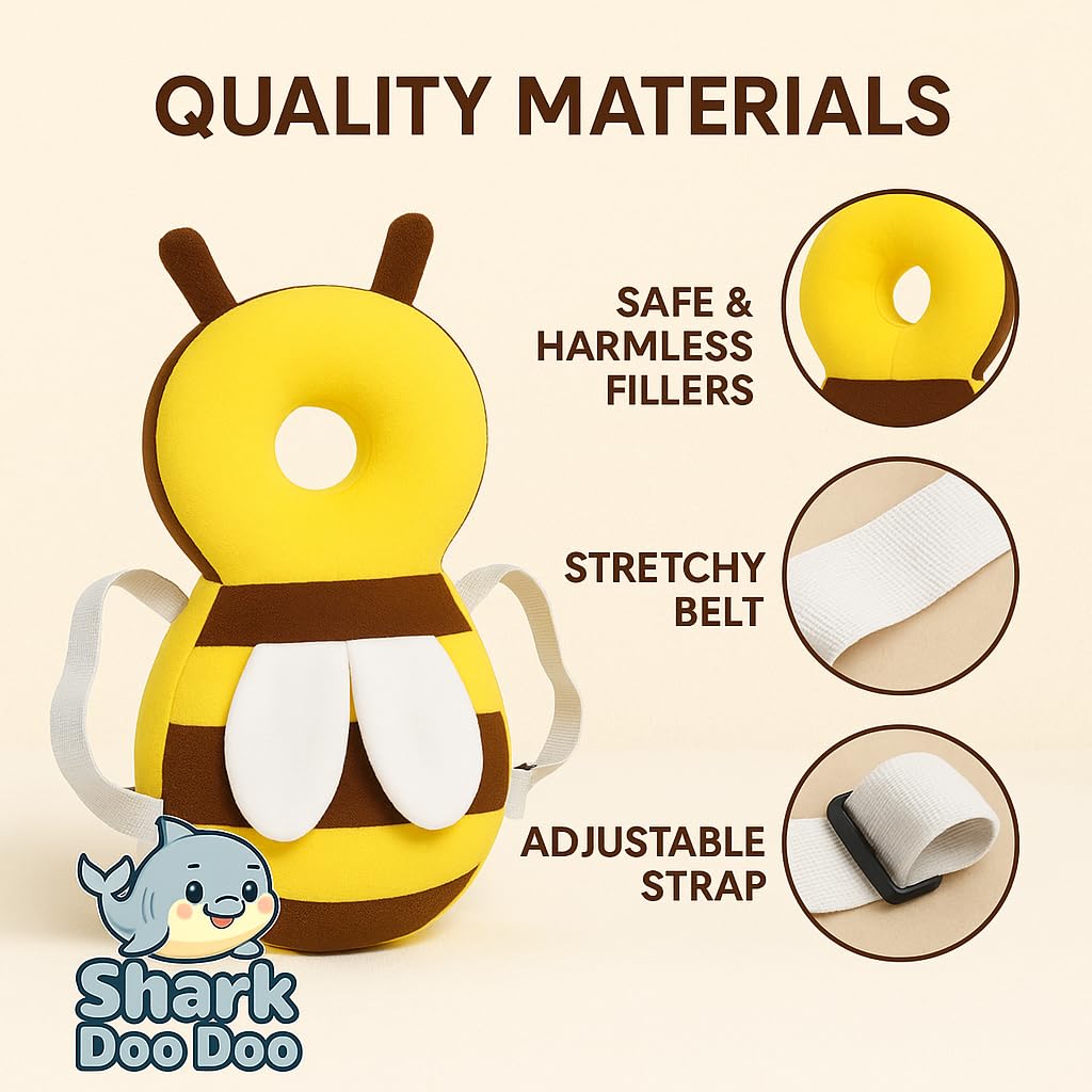 Yellow Bee-Shaped Baby Head Protector Cushion for 6–24 Months
