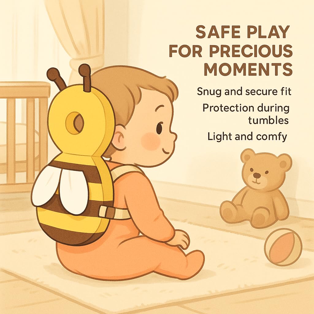 Yellow Bee-Shaped Baby Head Protector Cushion for 6–24 Months