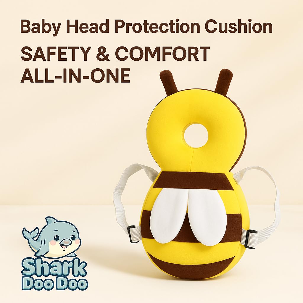 Yellow Bee-Shaped Baby Head Protector Cushion for 6–24 Months