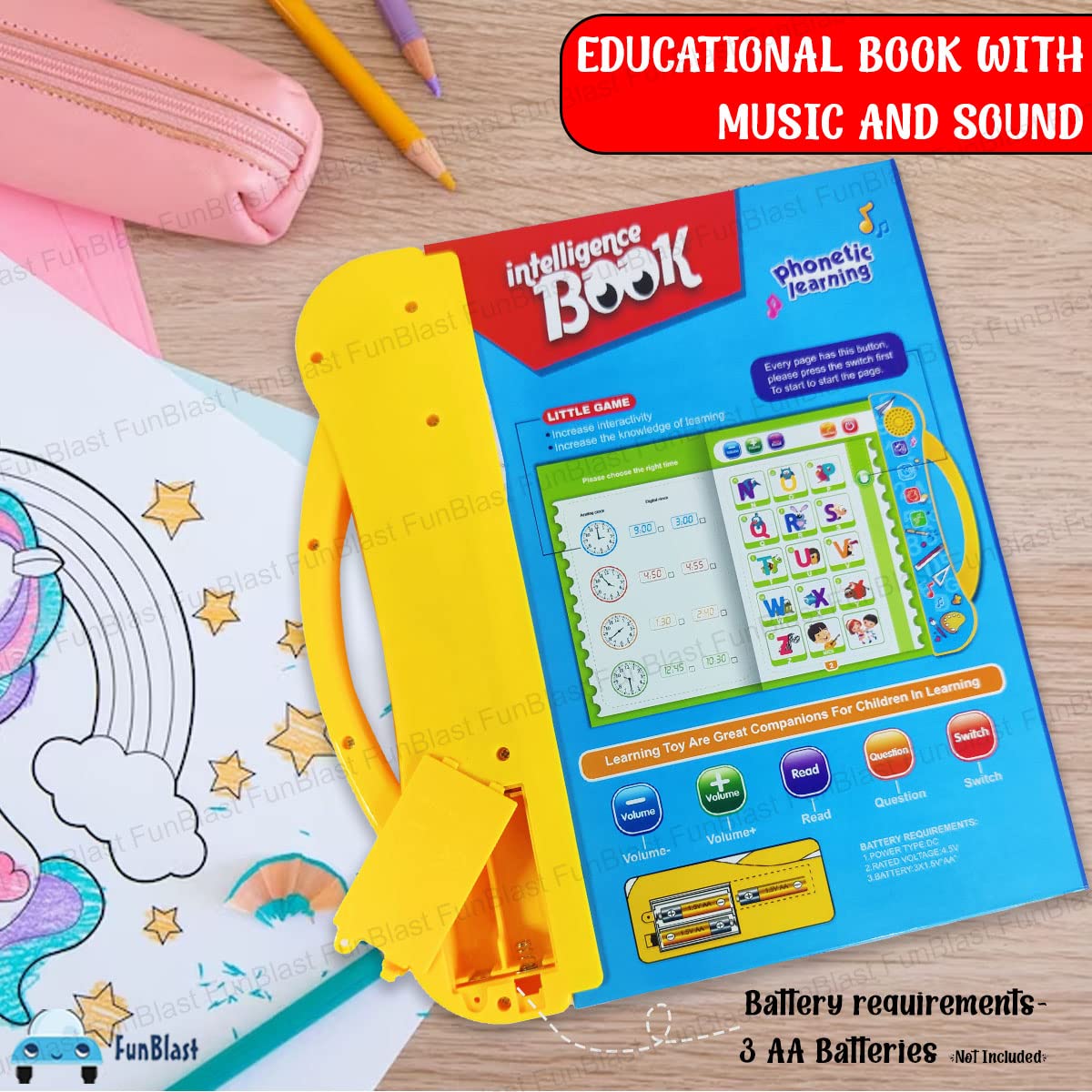 Interactive Sound Book for Kids  – Learn Alphabets, Numbers, Shapes & Phonics | Educational Talking Book with Music & Touch Features