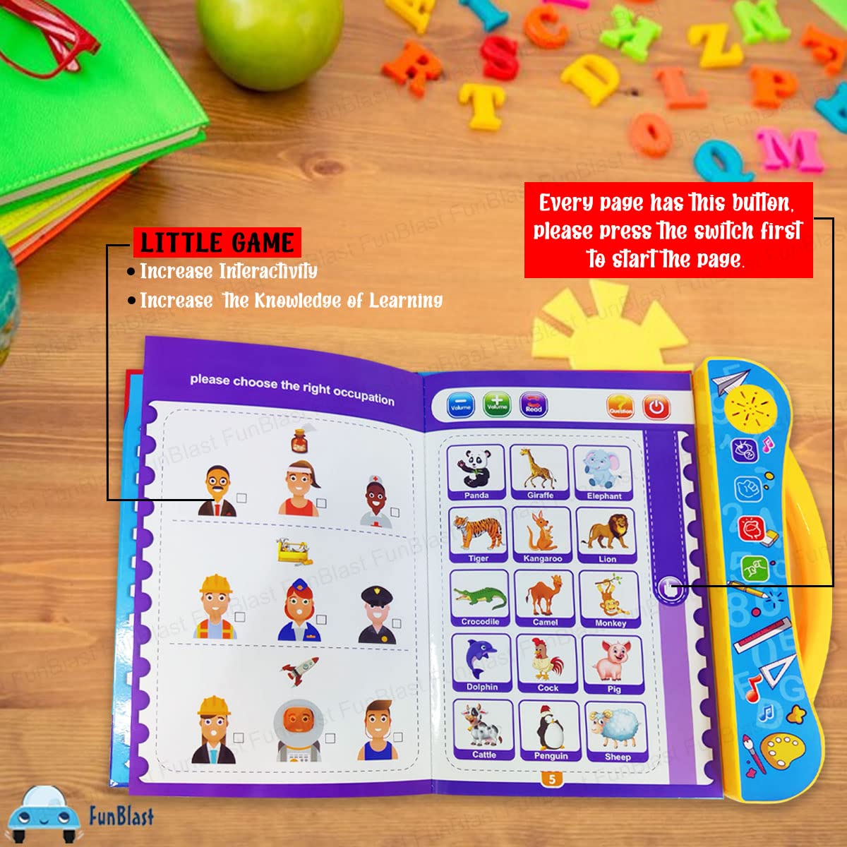 Interactive Sound Book for Kids  – Learn Alphabets, Numbers, Shapes & Phonics | Educational Talking Book with Music & Touch Features