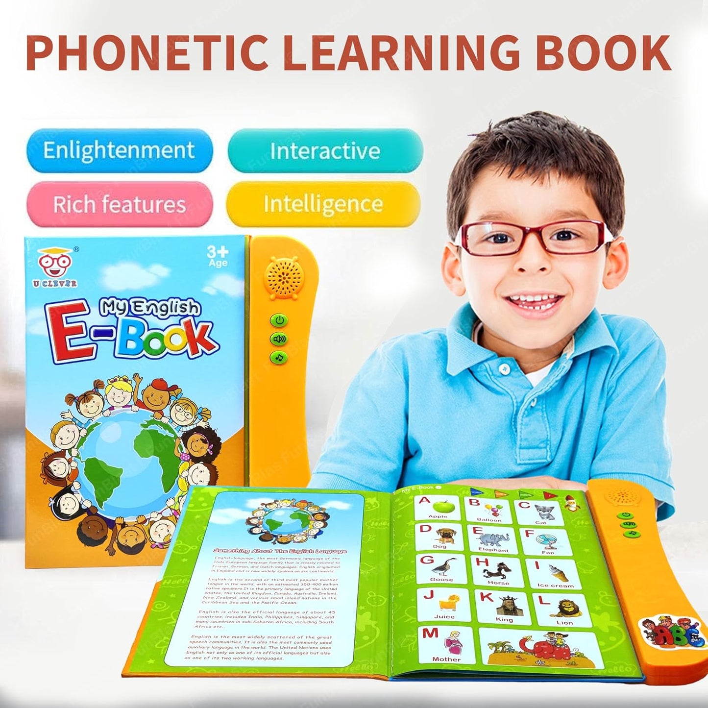 Interactive Sound Book for Kids  – Learn Alphabets, Numbers, Shapes & Phonics | Educational Talking Book with Music & Touch Features