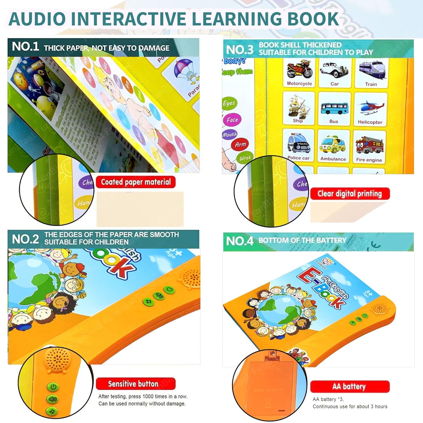 Interactive Sound Book for Kids  – Learn Alphabets, Numbers, Shapes & Phonics | Educational Talking Book with Music & Touch Features