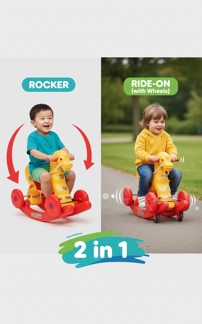 2-in-1 Horse Rider Toy | Rock & Ride for Kids